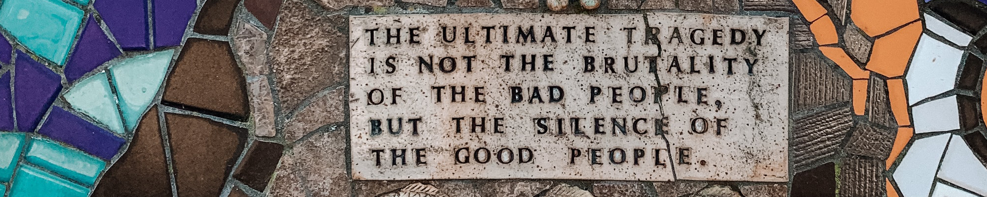 The ultimate tragedy is not the brutality of the bad people, but the silence of the good people/